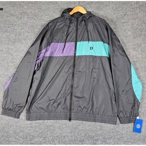 NEW Hurley 90s  Windbreaker Hooded Jacket  XXL‎